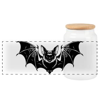 Bat Gothic Illustration - Boîte à biscuits avec couvercle en bois - blanc - Devant