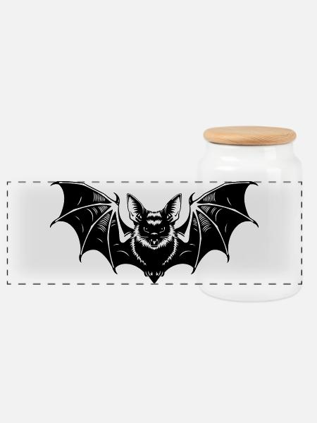 Fledermaus Gothic Illustration - Panorama Keksdose mit Holzdeckel - Weiß