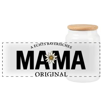 Bayerisches Original - Mama - Panorama Keksdose mit Holzdeckel - Weiß - Vorne