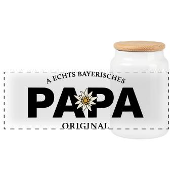 Bayerisches Original - Papa - Panorama Keksdose mit Holzdeckel - Weiß - Vorne