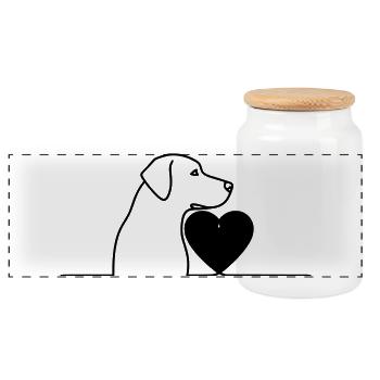 Hund Herz Labrador Minimalistisch - Panorama Keksdose mit Holzdeckel - Weiß - Vorne