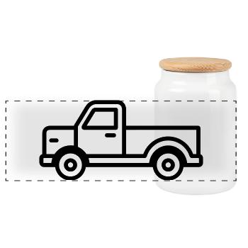 truck - Panoramic Cookie Jar with Wooden Lid - white - Front