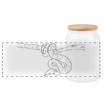 Snake (b&w) - Panoramic Cookie Jar with Wooden Lid - white - Front