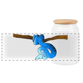 Blue Snake - Panoramic Cookie Jar with Wooden Lid - white - Front