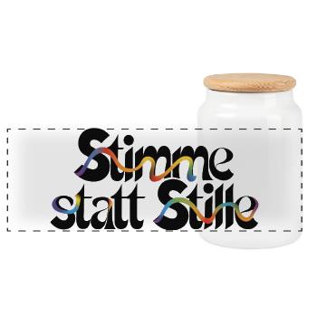 Cool statement motif for more civil courage - Panoramic Cookie Jar with Wooden Lid - white - Front