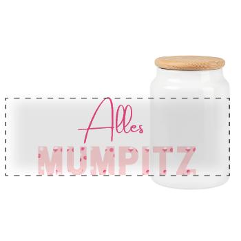 Alles Mumpitz - Wortschätze - vergessene Wörter - Panorama Keksdose mit Holzdeckel - Weiß - Vorne