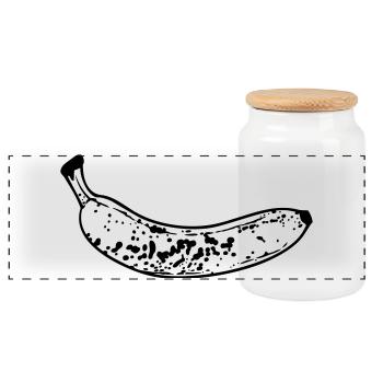 banana - Panoramic Cookie Jar with Wooden Lid - white - Front