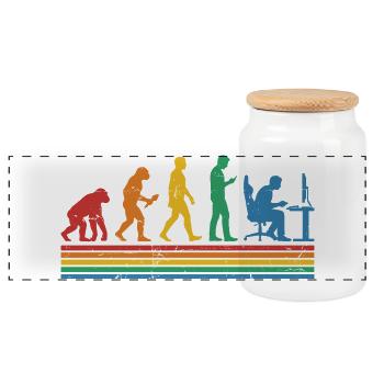 Évolution arc-en-ciel au bureau - Boîte à biscuits avec couvercle en bois - blanc - Devant