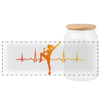 Group Fitness Gift for the Cardio Lover - Panoramic Cookie Jar with Wooden Lid - white - Front
