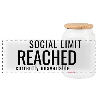 Social Limit Reached Minimalist Typography - Panoramic Cookie Jar with Wooden Lid - white - Front