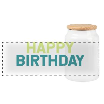 Anniversaire Anniversaire en disant joyeux anniversaire - Boîte à biscuits avec couvercle en bois - blanc - Devant