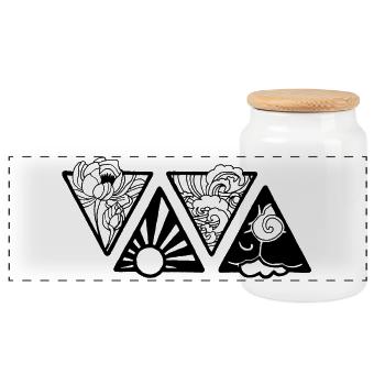 Nature triangulaire noire - Boîte à biscuits avec couvercle en bois - blanc - Devant