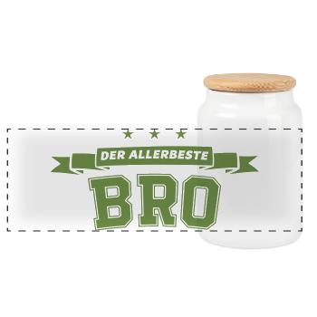 Der Allerbeste Bro - Panorama Keksdose mit Holzdeckel - Weiß - Vorne