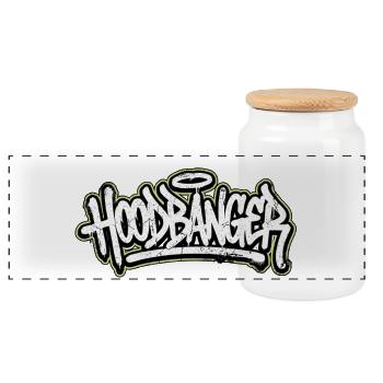 Hoodbanger Handschrift Graffiti - Panorama Keksdose mit Holzdeckel - Weiß - Vorne