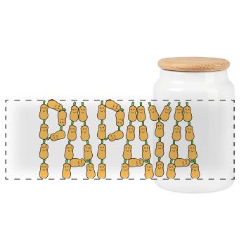 Papaya-Typografie - Panorama Keksdose mit Holzdeckel - Weiß - Vorne