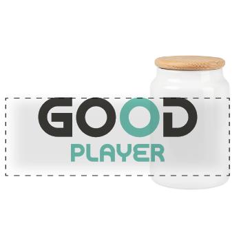 Good Players the sports lovers  - Panoramic Cookie Jar with Wooden Lid - white - Front