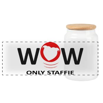 Staffies wow - 040 - Boîte à biscuits avec couvercle en bois - blanc - Devant