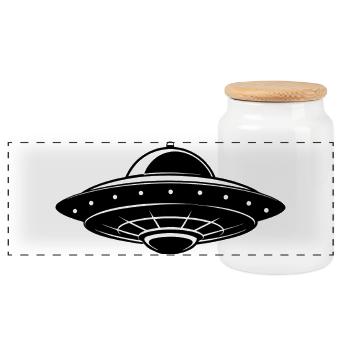 UFO - Panorama Keksdose mit Holzdeckel - Weiß - Vorne