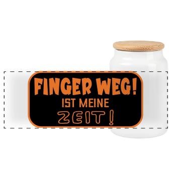 Finger Weg Zeit - Panorama Keksdose mit Holzdeckel - Weiß - Vorne