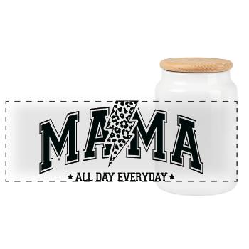 Mama All Day - Panoramic Cookie Jar with Wooden Lid - white - Front