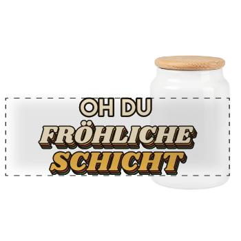 Oh du fröhliche Schicht - Weihnachten Retro - Panorama Keksdose mit Holzdeckel - Weiß - Vorne