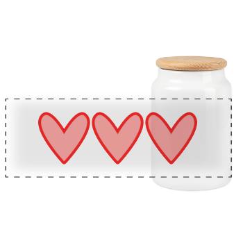 HERZ. HERZ. VALENTINSTAG. LIEBE. LIEBE. PAAR. - Panorama Keksdose mit Holzdeckel - Weiß - Vorne