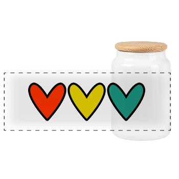 HERZ. HERZ. VALENTINSTAG. LIEBE. LIEBE. PAAR. - Panorama Keksdose mit Holzdeckel - Weiß - Vorne