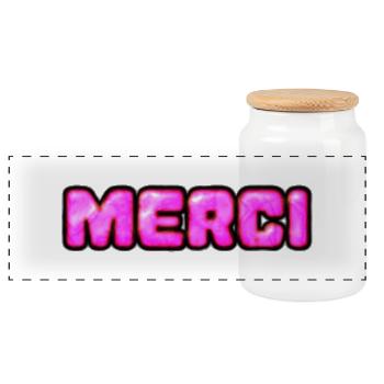 MERCI. MAÎTRESSE. MAÎTRE. MERCI MAÎTRESSE - Boîte à biscuits avec couvercle en bois - blanc - Devant