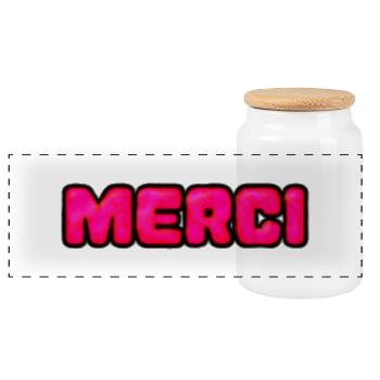 MERCI. MAÎTRESSE. MAÎTRE. MERCI MAÎTRESSE - Boîte à biscuits avec couvercle en bois - blanc - Devant