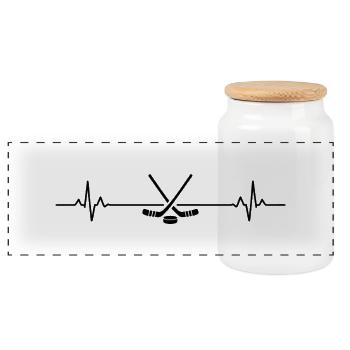 Eishockey Herzschlag EKG Puls Sportler Design - Panoramic Cookie Jar with Wooden Lid - white - Front