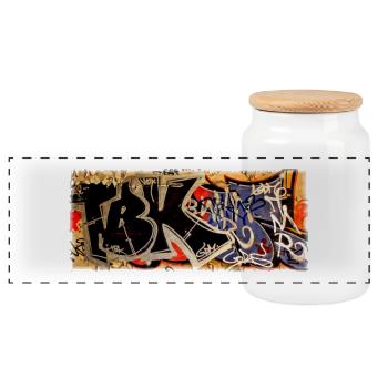 Graffiti - Panorama Keksdose mit Holzdeckel - Weiß - Vorne