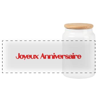 JOYEUX ANNIVERSAIRE. HAPPY BIRTHDAY. ANNIVERSAIRE. - Boîte à biscuits avec couvercle en bois - blanc - Devant