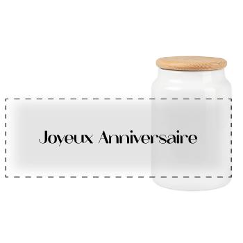 JOYEUX ANNIVERSAIRE. HAPPY BIRTHDAY. ANNIVERSAIRE. - Boîte à biscuits avec couvercle en bois - blanc - Devant