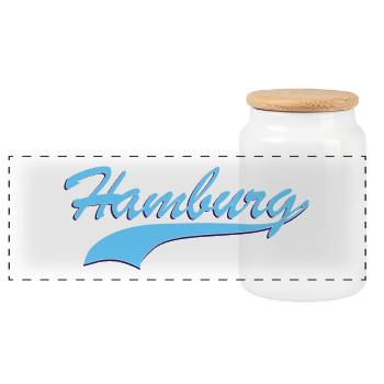 lettrage rétro Hambourg - Boîte à biscuits avec couvercle en bois - blanc - Devant