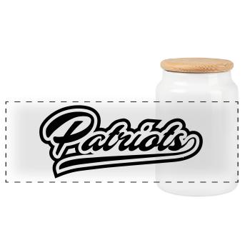 Patriots T Shirt Outline - Panoramic Cookie Jar with Wooden Lid - white - Front