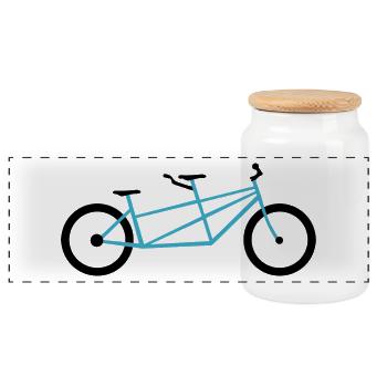 Vélo de vélo tandem bleu - Boîte à biscuits avec couvercle en bois - blanc - Devant