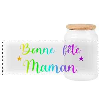 BONNE FÊTE MAMAN. MAMAN. FÊTE DES MÈRES. JE T'AIME - Boîte à biscuits avec couvercle en bois - blanc - Devant