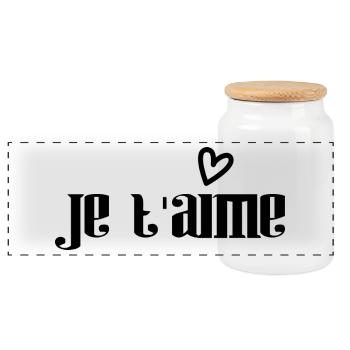 VALENTINE'S DAY. Bachelorette party. I LOVE YOU. I LOVE YOU. LOVE - Panoramic Cookie Jar with Wooden Lid - white - Front