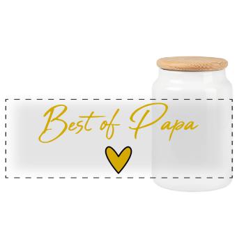 PAPOUNET. DAD. FATHER'S DAY. HAPPY FATHER'S DAY - Panoramic Cookie Jar with Wooden Lid - white - Front