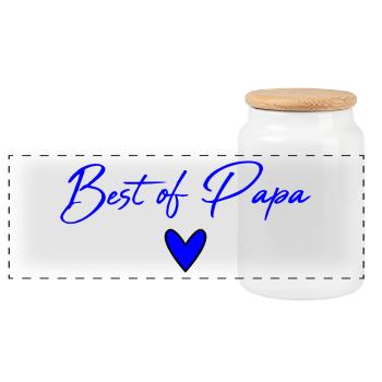 DAD. FATHER'S DAY. HAPPY FATHER'S DAY. HAPPY BIRTHDAY. - Panoramic Cookie Jar with Wooden Lid - white - Front