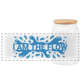 I am The Flow - Yo soy El Flujo - Panoramic Cookie Jar with Wooden Lid - white - Front