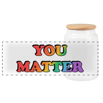 You_Matter_-_Copy_-2- - Panoramic Cookie Jar with Wooden Lid - white - Front