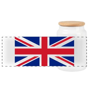 Union Jack - Panoramic Cookie Jar with Wooden Lid - white - Front