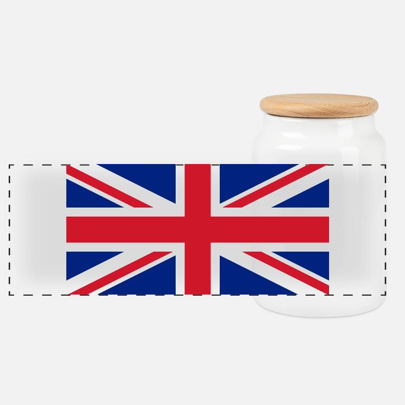 England Flagge - Panorama Keksdose mit Holzdeckel - Weiß