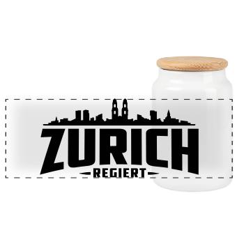 Zürich Regiert für Zürcher | Züri isch ois - Panorama Keksdose mit Holzdeckel - Weiß - Vorne