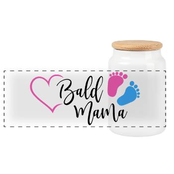 Bald Mama Baby Schwangerschaft Geburt Herz Mutter - Panorama Keksdose mit Holzdeckel - Weiß - Vorne