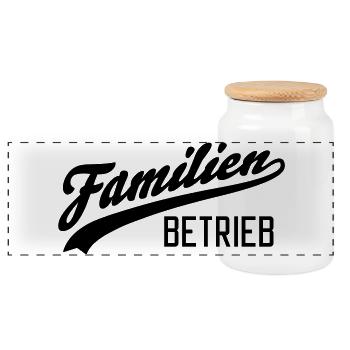 Familienbetrieb - Panorama Keksdose mit Holzdeckel - Weiß - Vorne