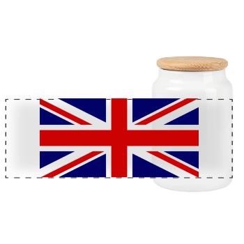 Union Jack Flag – Pop Art Style - Panoramic Cookie Jar with Wooden Lid - white - Front