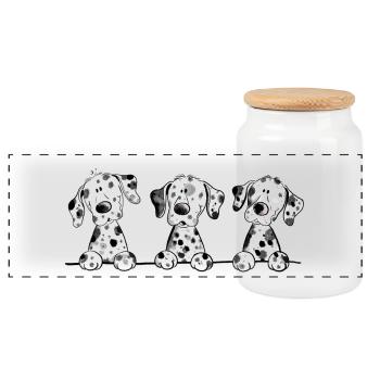 Witzige Dalmatiner Hunde Welpen Comic Geschenk - Panorama Keksdose mit Holzdeckel - Weiß - Vorne