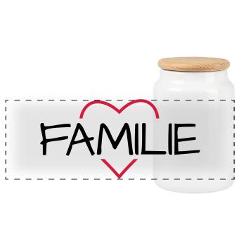Familie Herz Liebe Gemeinschaft Zusammenhalt - Panorama Keksdose mit Holzdeckel - Weiß - Vorne